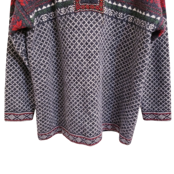 Squaw Valley Wool Nordic Fairisle Patterned Sweater Ornate Metal Clasps Sz L - Picture 5 of 10